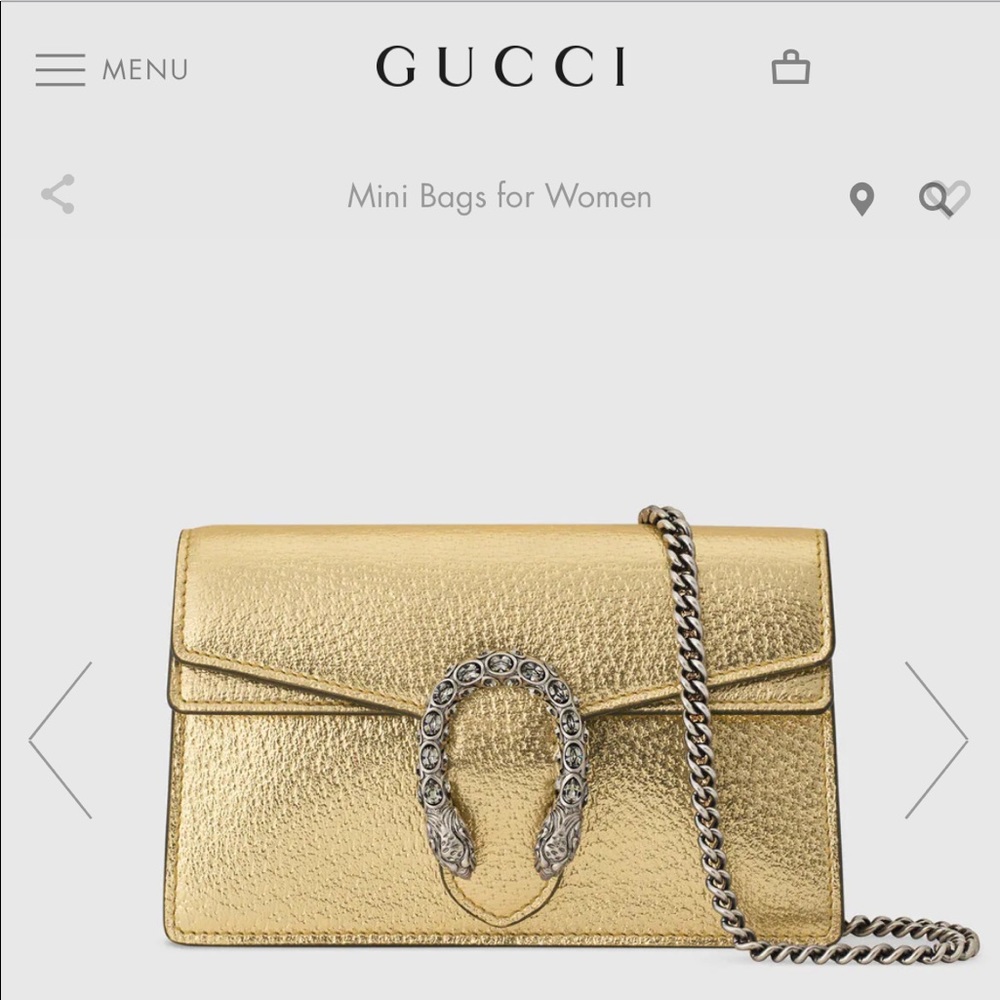 Gucci Gold Lamé Super Mini Dionysus Bag- Worn twice!